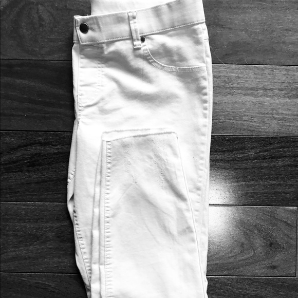 white pull up jeans